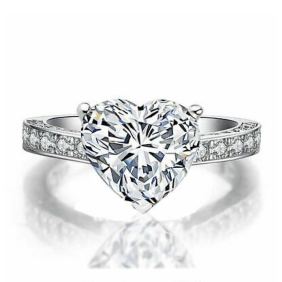 NEW Elegant Heart 925 Sterling Silver Ring - Picture 4 of 7